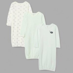 New Amazon Essentials Unisex Babies' Cotton Sleeper Gowns, Pack 3 Size 6 months